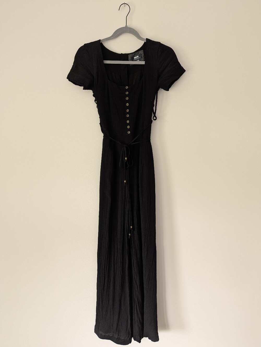 Anthropologie Maeve Sienna Jumpsuit Square Neck Buttons Ties - Picture 2 of 15